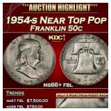 1954-s Franklin Half Dollar Near Top Pop 50c ms66+