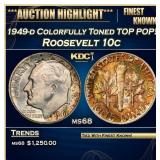 1949-d Roosevelt Dime Colorfully Toned TOP POP! 10