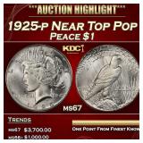1925-p Peace Dollar Near Top Pop $1 ms67 SEGS