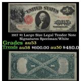 1917 $1 Large Size Legal Tender Note Grades Select