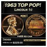 1963 Proof Lincoln Cent TOP POP! 1c pr69 rd cam SE