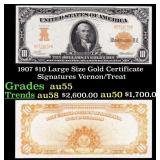 1907 $10 Large Size Gold Certificate Grades Choice