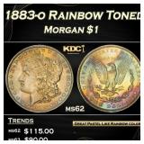 PCGS 1883-o Morgan Dollar Rainbow Toned $1 ms62 PC