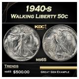 1940-s Walking Liberty Half Dollar 50c Grades ms65
