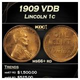 1909 VDB Lincoln Cent 1c ms66+ rd SEGS