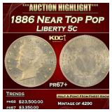 1886 Proof Liberty Nickel Near Top Pop 5c pr67+ SE