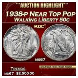 1938-p Walking Liberty Half Dollar Near Top Pop 50