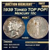 1939 Proof Mercury Dime Toned TOP POP! 10c pr68+ S