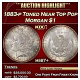 1883-p Morgan Dollar Toned Near Top Pop! $1 ms67+