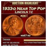 1933-d Lincoln Cent Near Top Pop 1c ms67 rd SEGS
