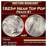 1923-p Peace Dollar Near Top Pop $1 ms67 SEGS