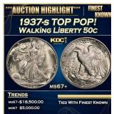 1937-s Walking Liberty Half Dollar TOP POP! 50c ms