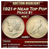 1921-p Peace Dollar Near Top Pop $1 ms66+ SEGS