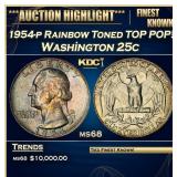 1954-p Washington Quarter Rainbow Toned TOP POP! 2