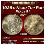 1926-d Peace Dollar Near Top Pop $1 ms66+ SEGS