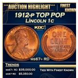1912-p Lincoln Cent TOP POP 1c ms67+ RD SEGS