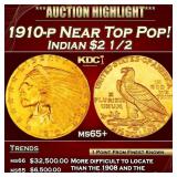 1910-p Gold Indian Quarter Eagle Near Top Pop! $2