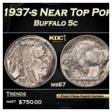 1937-s Buffalo Nickel Near Top Pop 5c ms67 SEGS