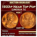 1933-p Lincoln Cent Near Top Pop 1c ms67 rd SEGS