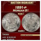 1891-p Morgan Dollar $1 ms65+ SEGS