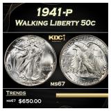 1941-p Walking Liberty Half Dollar 50c ms67 SEGS