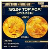 1932-p Gold Indian Eagle TOP POP! $10 ms66+ SEGS