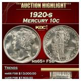 1920-s Mercury Dime 10c ms65+ FSB SEGS