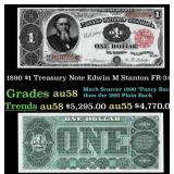 1890 $1 Treasury Note Edwin M Stanton Grades Choic