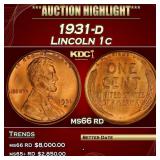 1931-d Lincoln Cent 1c ms66 rd SEGS