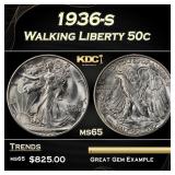1936-s Walking Liberty Half Dollar 50c Grades ms65