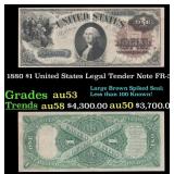 1880 $1 United States Note Grades Select AU FR-32