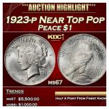 1923-p Peace Dollar Near Top Pop $1 ms67 SEGS