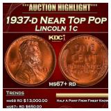 1937-d Lincoln Cent Near Top Pop 1c ms67+ rd SEGS