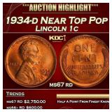 1934-d Lincoln Cent Near Top Pop 1c ms67 rd SEGS