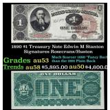 1890 $1 Treasury Note Edwin M Stanton Grades Selec