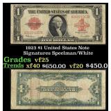 1923 $1 United States Note Grades vf+ Signatures S