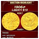 1906-p Gold Liberty Eagle $10 ms65+ SEGS