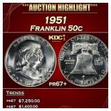 1951 Proof Franklin Half Dollar 50c pr67+ SEGS