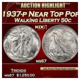 1937-p Walking Liberty Half Dollar Near Top Pop 50