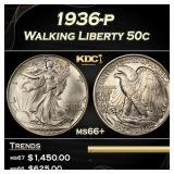 1936-p Walking Liberty Half Dollar 50c ms66+ SEGS
