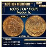 1875 Indian Cent TOP POP! 1c ms66+ rb SEGS