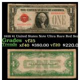 1928 $1 United States Note Ultra Rare Red Seal Gra