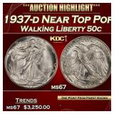1937-d Walking Liberty Half Dollar Near Top Pop 50