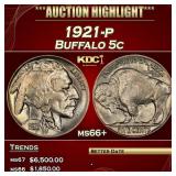 1921-p Buffalo Nickel 5c ms66+ SEGS