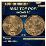 1863 Indian Cent TOP POP! 1c ms67 SEGS