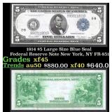 1914 $5 Large Size Blue Seal Federal Reserve Note