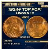 1934-p Lincoln Cent TOP POP! 1c ms68 rd SEGS