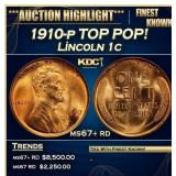 1910-p Lincoln Cent TOP POP! 1c ms67+ rd SEGS
