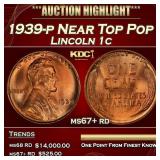 1939-p Lincoln Cent Near Top Pop 1c ms67+ rd SEGS