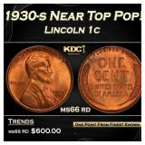 1930-s Lincoln Cent Near Top Pop! 1c Grades ms66 r